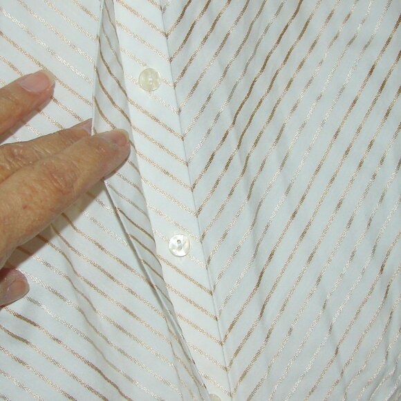 Worthington Woman Stretch Button Front SHIRT, 3X, White w/Gold Stripe NWOT - Picture 6 of 11
